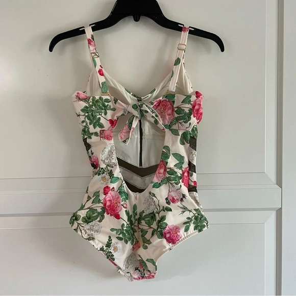 NWOT Leonisa floral mesh compression shapewear one piece swim suit 15019 - Picture 6 of 11